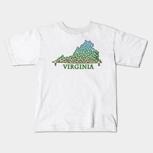 State of Virginia Colorful Maze Kids T-Shirt